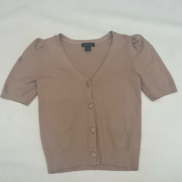 Rachel Zoe Short Sleeved Button front v neck Sweater size medium - Picture 1 of 9